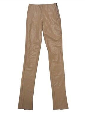 Zara Tan High-Waisted Leather Leggings